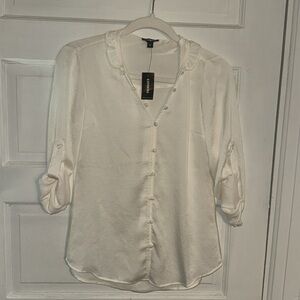 NWT Express White Button Up Portofino Blouse